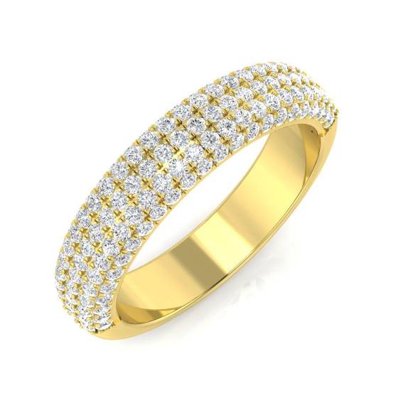 0.96ct SI1/G Round cut Natural Diamond Half Eternity Ring in 18k Yellow Gold