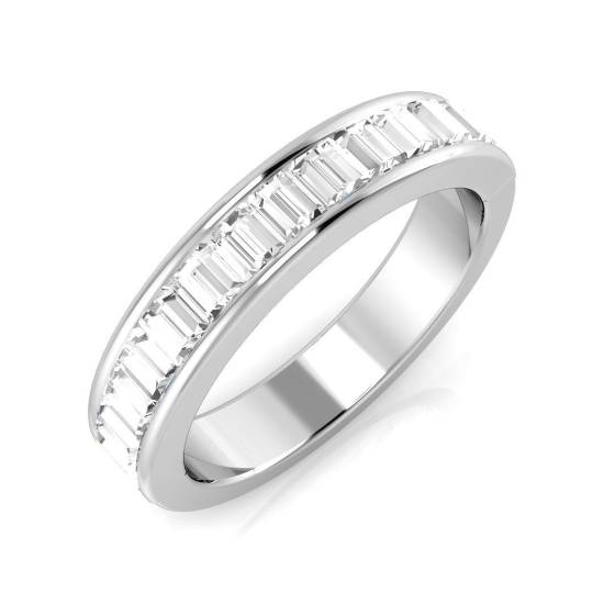 0.87ct SI2/G Baguette cut Natural Diamond Half Eternity Ring in Platinum