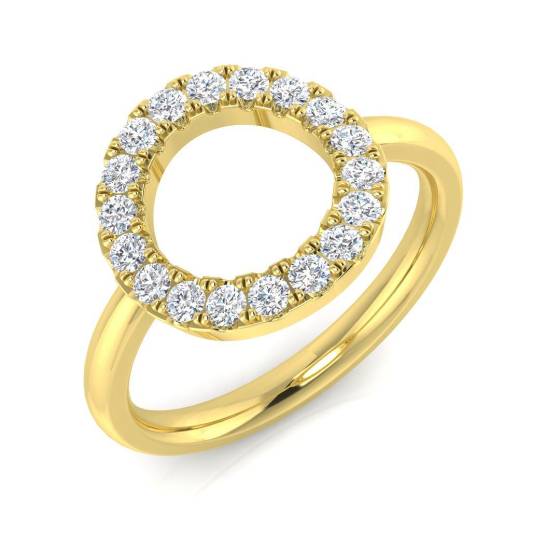 0.33ct SI2/G Round cut Natural Diamond Cluster Ring in 9k Yellow Gold