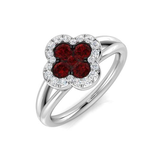 0.74ct SI2/G Round cut Ruby Gemstone Ring in Platinum