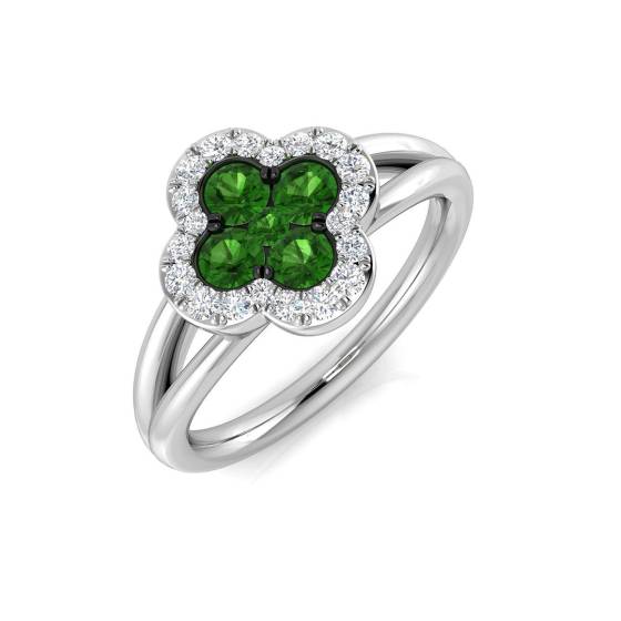 0.69ct SI2/G Round cut Tsavorite Gemstone Ring in Platinum
