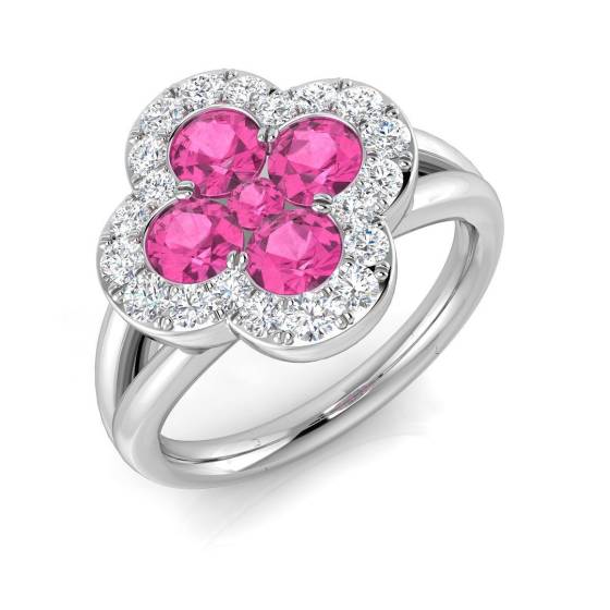 1.71ct SI2/G Round cut Pink Sapphire Gemstone Ring in Platinum