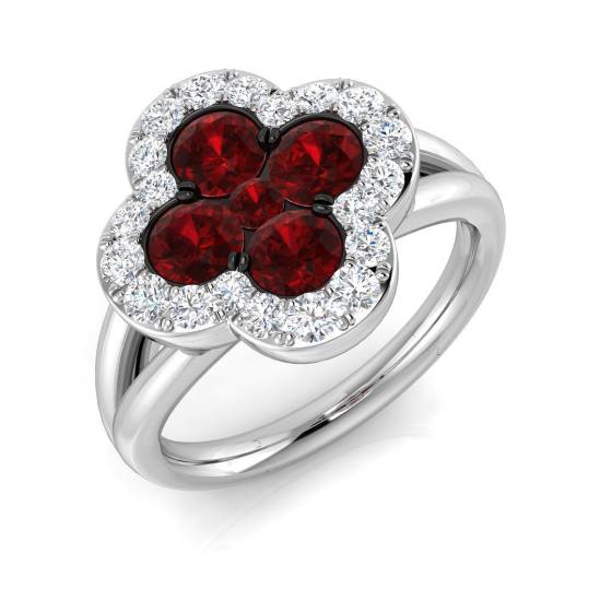 1.77ct SI2/G Round cut Ruby Gemstone Ring in Platinum