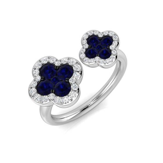 1.19ct SI2/G Round cut Blue Sapphire Gemstone Ring in Platinum