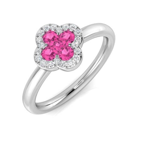 0.45ct SI2/G Round cut Pink Sapphire Gemstone Ring in Platinum