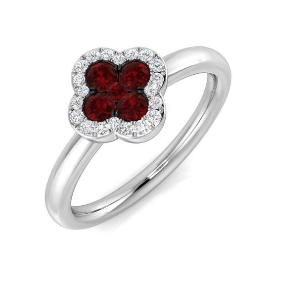 0.44ct SI2/G Round cut Ruby Gemstone Ring in Platinum