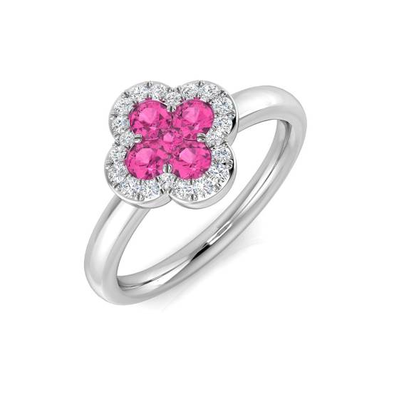 0.55ct SI2/G Round cut Pink Sapphire Gemstone Ring in Platinum