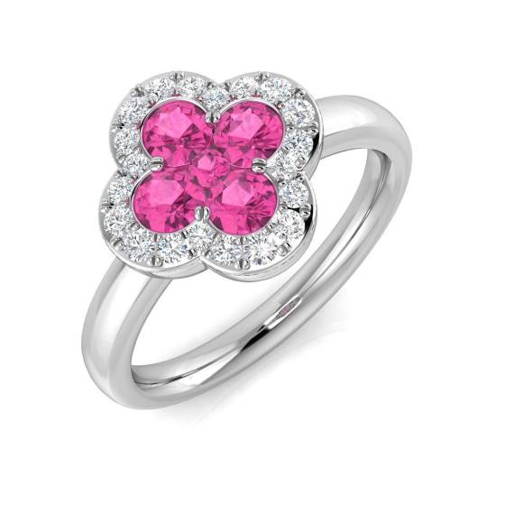 1.02ct SI2/G Round cut Pink Sapphire Gemstone Ring in Platinum