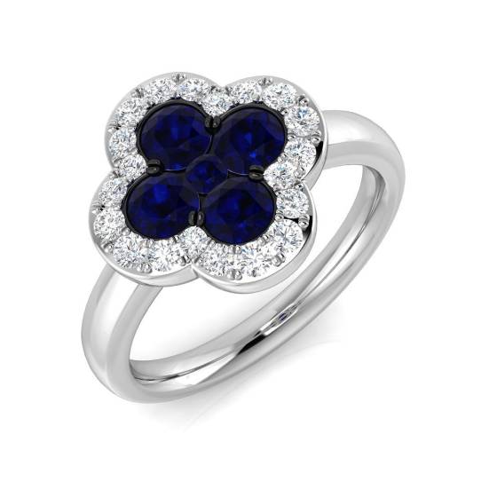 1.34ct SI2/G Round cut Blue Sapphire Gemstone Ring in Platinum
