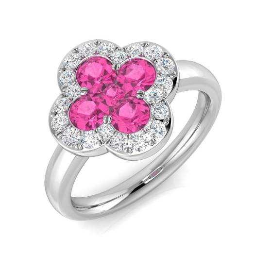 1.30ct SI2/G Round cut Pink Sapphire Gemstone Ring in Platinum