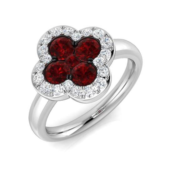 1.49ct SI2/G Round cut Ruby Gemstone Ring in Platinum