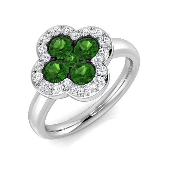 1.17ct SI2/G Round cut Tsavorite Gemstone Ring in Platinum