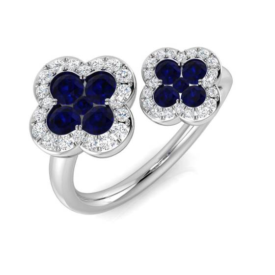 1.17ct SI2/G Round cut Blue Sapphire Gemstone Ring in Platinum