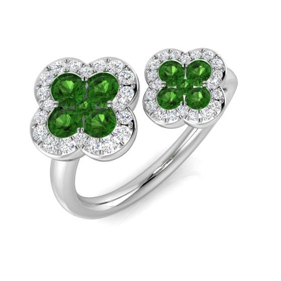 0.86ct SI2/G Round cut Tsavorite Gemstone Ring in Platinum
