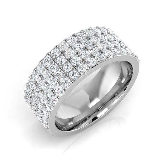 1.25ct SI1/G Round cut Natural Diamond Pave Ring in Platinum