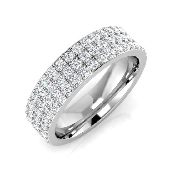 0.82ct SI1/G Round cut Natural Diamond Pave Ring in Platinum