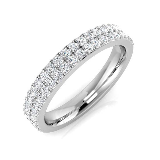 0.48ct SI1/G Round cut Natural Diamond Pave Ring in Platinum