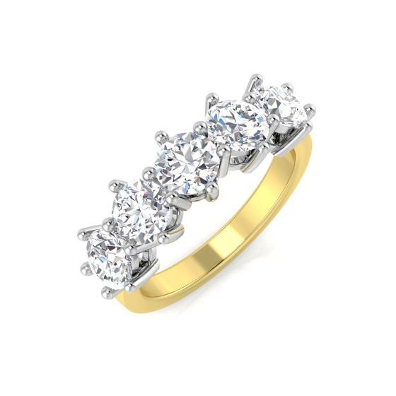 2.01ct SI2/G Round cut Natural Diamond 5 Stone Ring in 18k Yellow Gold