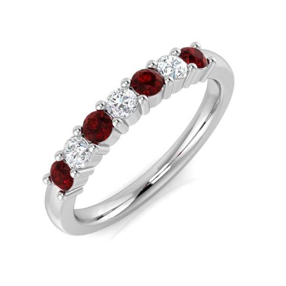 0.55ct SI2/G Round cut Ruby Gemstone Ring in Platinum