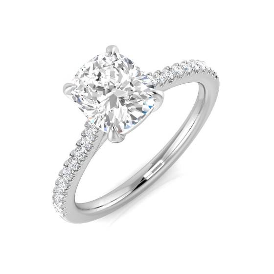 1.68ct SI1/G Cushion cut Natural Diamond Shoulder Set Engagement Ring in Platinum
