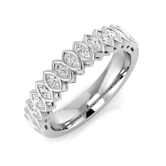 0.50ct SI1/G Marquise cut Natural Diamond Half Eternity Ring in Platinum