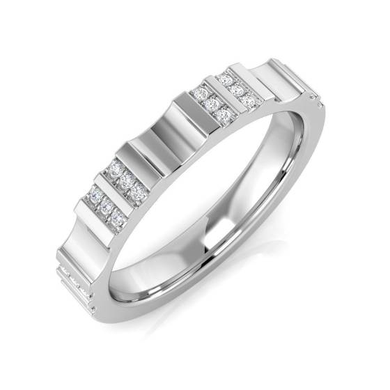0.05ct SI2/G Round cut Natural Diamond Half Eternity Ring in 9k White Gold