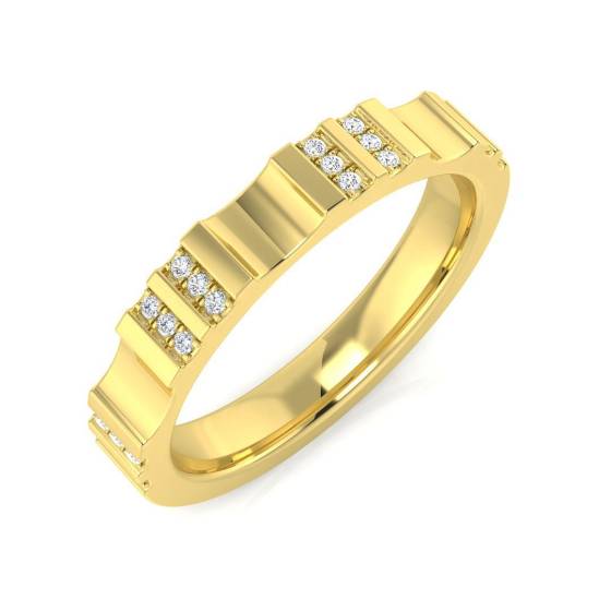 0.05ct SI2/G Round cut Natural Diamond Half Eternity Ring in 9k Yellow Gold