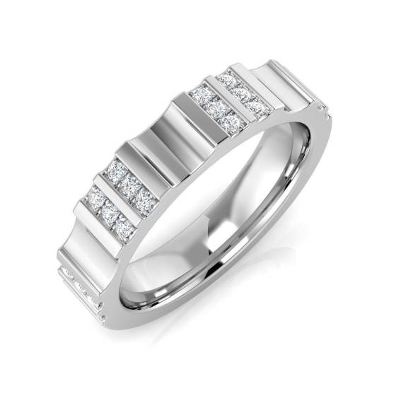 0.15ct SI2/G Round cut Natural Diamond Half Eternity Ring in 9k White Gold