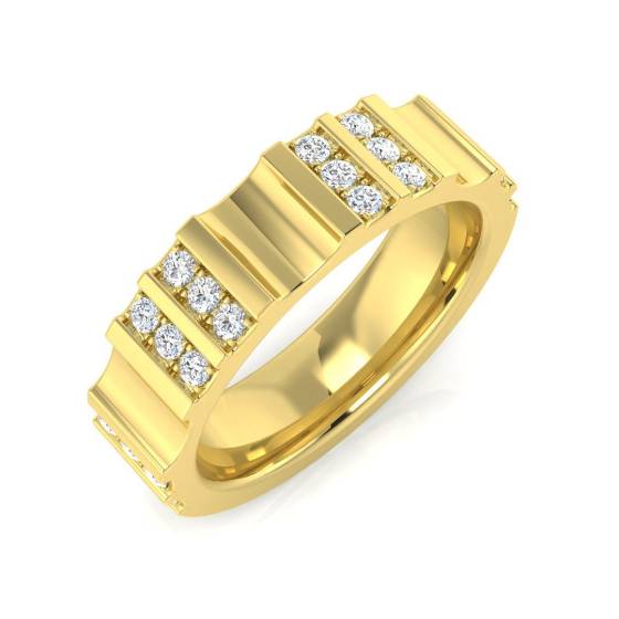 0.30ct SI2/G Round cut Natural Diamond Half Eternity Ring in 9k Yellow Gold