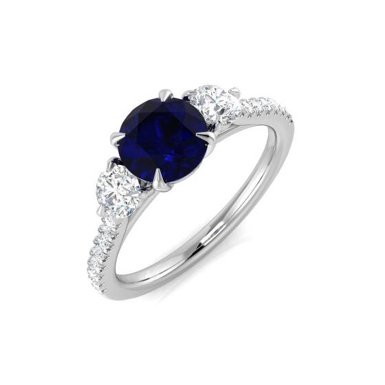 1.68ct SI1/G Round cut Blue Sapphire Gemstone Ring in Platinum