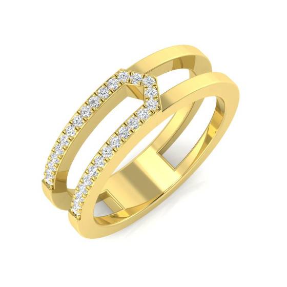 0.12ct SI2/G Round cut Natural Diamond Half Eternity Ring in 18k Yellow Gold