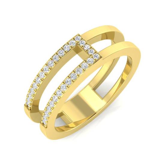 0.11ct SI2/G Round cut Natural Diamond Half Eternity Ring in 18k Yellow Gold