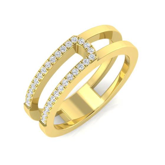 0.13ct SI2/G Round cut Natural Diamond Half Eternity Ring in 18k Yellow Gold