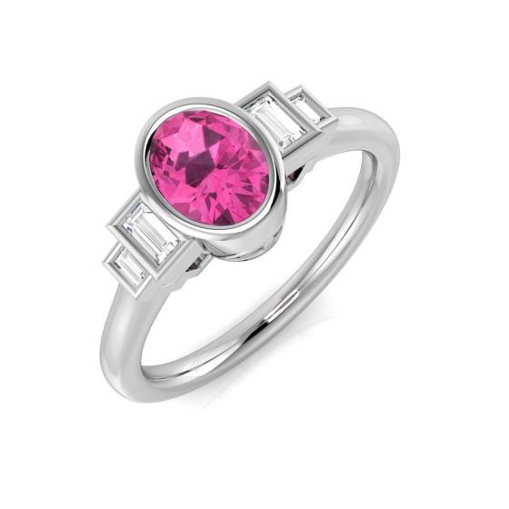 1.16ct SI2/G Oval cut Pink Sapphire Gemstone Ring in 18k Yellow Gold