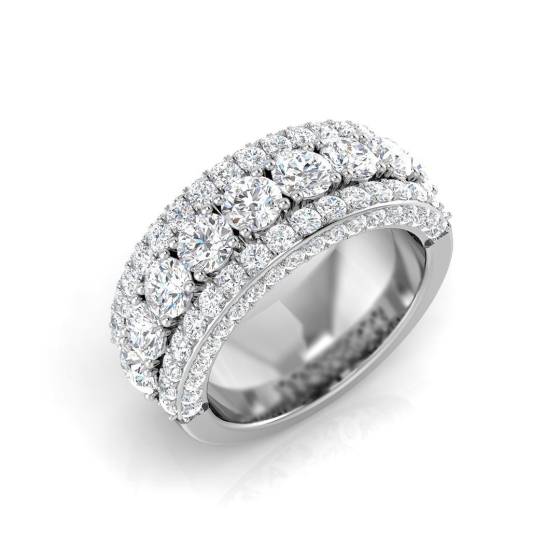 2.89ct SI1/G Round cut Natural Diamond Pave Ring in 9k White Gold