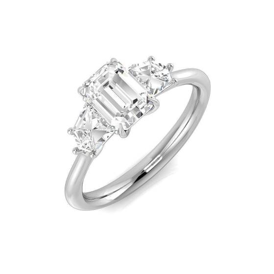 1.78ct SI1/G Emerald cut Natural Diamond 3 Stone Ring in Platinum