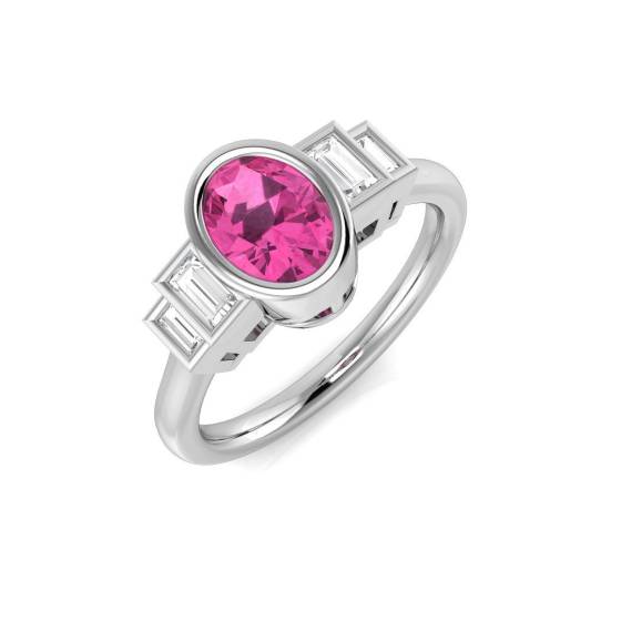 1.40ct SI2/G Oval cut Pink Sapphire Gemstone Ring in 18k Yellow Gold