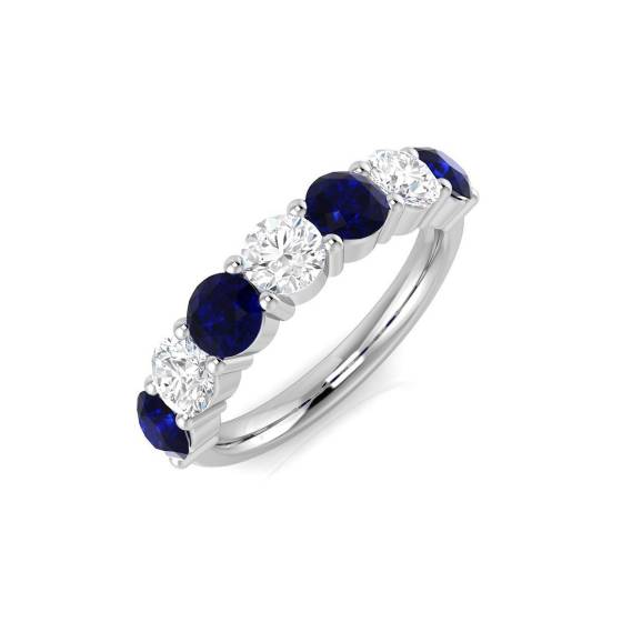 2.14ct SI2/G Round cut Blue Sapphire Gemstone Ring in Platinum