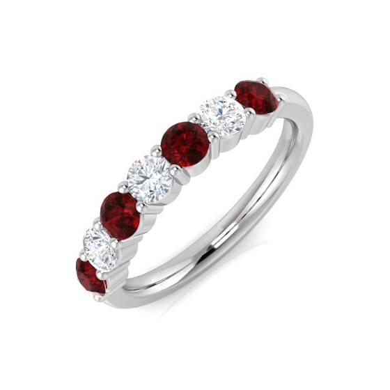 0.90ct SI2/G Round cut Ruby Gemstone Ring in Platinum