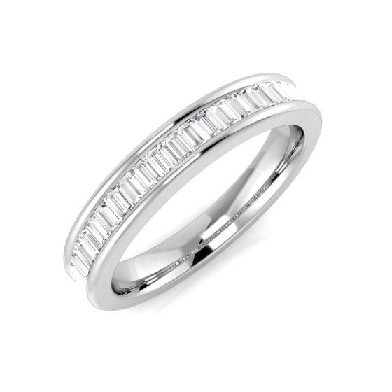 0.49ct SI1/G Baguette cut Natural Diamond Half Eternity Ring in Platinum