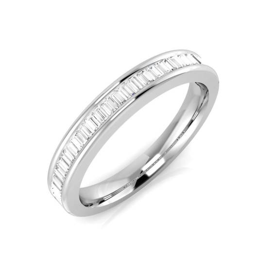 0.44ct SI1/G Baguette cut Natural Diamond Half Eternity Ring in Platinum