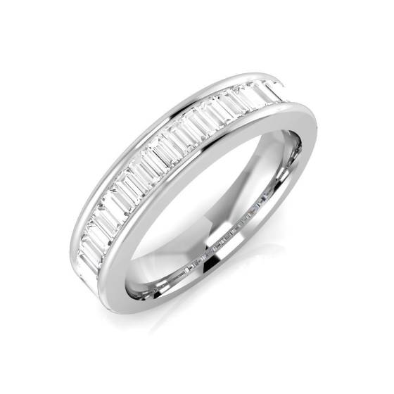 0.77ct SI1/G Baguette cut Natural Diamond Half Eternity Ring in Platinum
