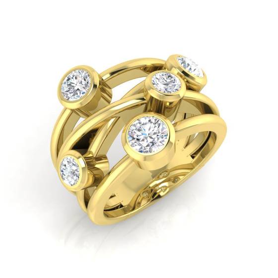 1.45ct SI2/G Round cut Natural Diamond Bubble Ring in 18k Yellow Gold