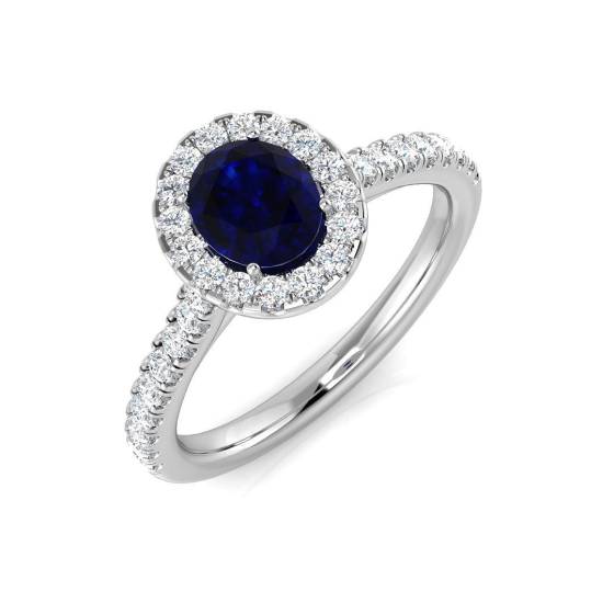 1.37ct Oval cut Blue Sapphire Gemstone Ring in Platinum