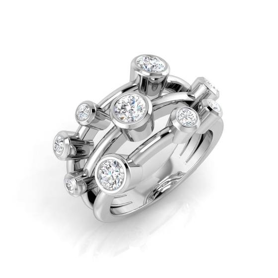 1.01ct SI2/G Round cut Natural Diamond Bubble Ring in Platinum