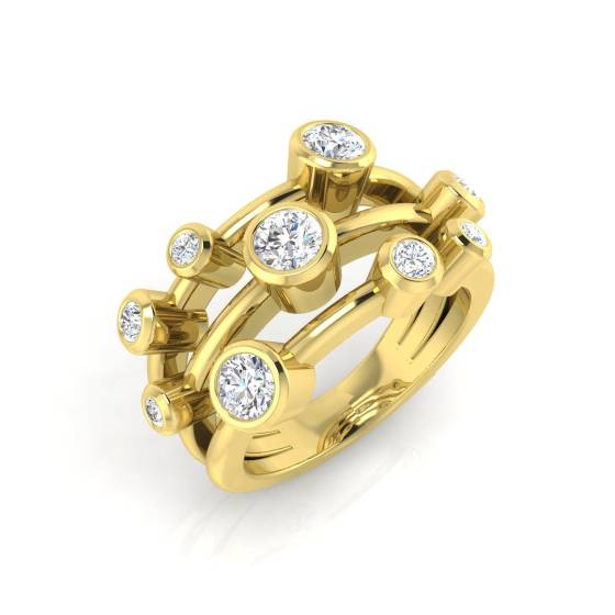 1.01ct SI2/G Round cut Natural Diamond Bubble Ring in 9k Yellow Gold