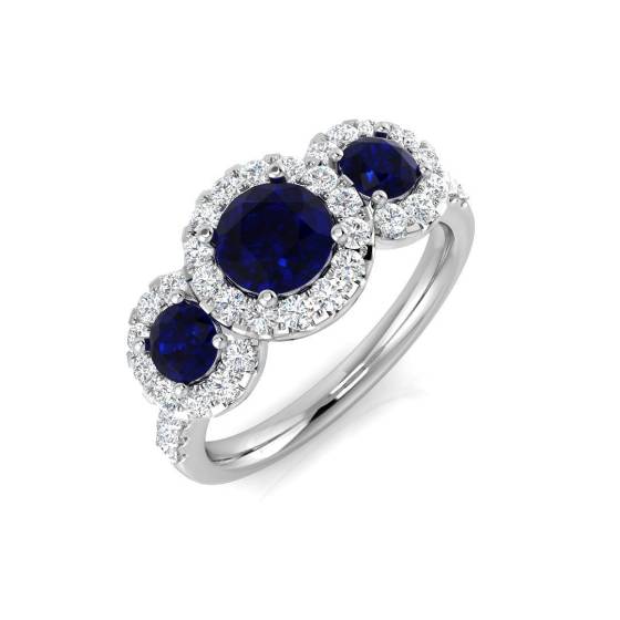 1.93ct SI2/G Round cut Blue Sapphire Gemstone Ring in Platinum