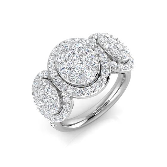 1.79ct SI2/G Round cut Natural Diamond Pave Ring in 9k White Gold