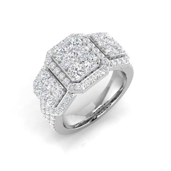 1.88ct SI2/G Round cut Natural Diamond Pave Ring in 9k White Gold