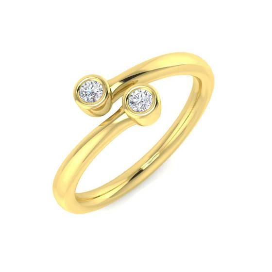 0.13ct SI2/G Round cut Natural Diamond 2 Stone Ring in 9k Yellow Gold